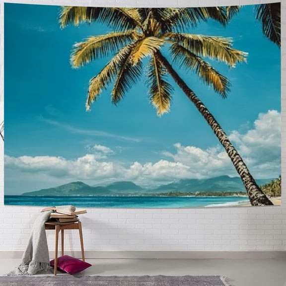 BCIIG Palm Tree Hawaii Beach Tapestry Wall Hanging Bedspread Bed Cover Wall Decor Art Aesthetic Tapestry for Bedroom Dorm Living Room 60x50inch