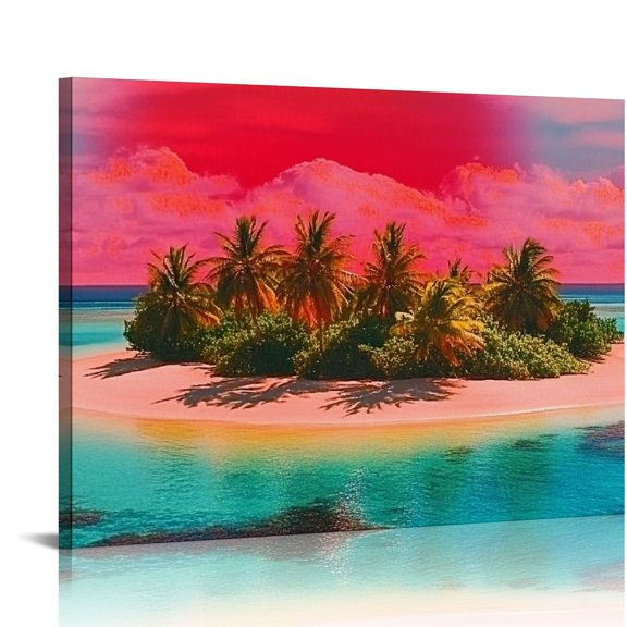 BCIIG Palm Trees Canvas Wall Art Living Room Bedroom Home Office Decor, High Resolution Print, Handmade, Waterproof, Tear Resistant, Perfect Gift 16x12in