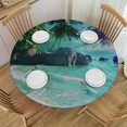 BCIIG Palm Trees Rock Round Table Cover Stain Resistant Washable Indoor