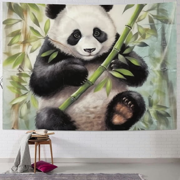 BCIIG Panda Bamboo Painting Tapestry Wall Hanging Unique Style Graphic Tapestries Home Wall Decor Art for Living Room Bedroom Apartment Farmhouse Dorm 40x60inch