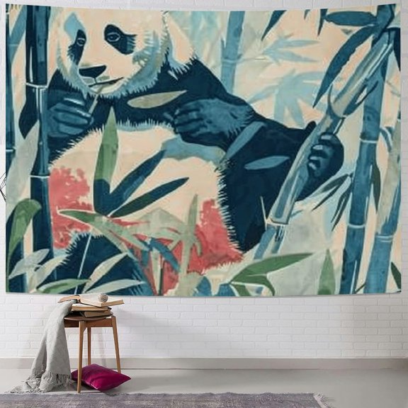 BCIIG Panda Bear Bamboo Trees Tapestry Wall Hanging Graphic Tapestries Home Decor Art Living Room Bedroom Apartment Farmhouse Dorm 40x60inch