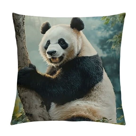 BCIIG Panda Bear Tree Branch Forest Graphic Decorative Throw Pillow Cover Short Plush 1PC 24x24in