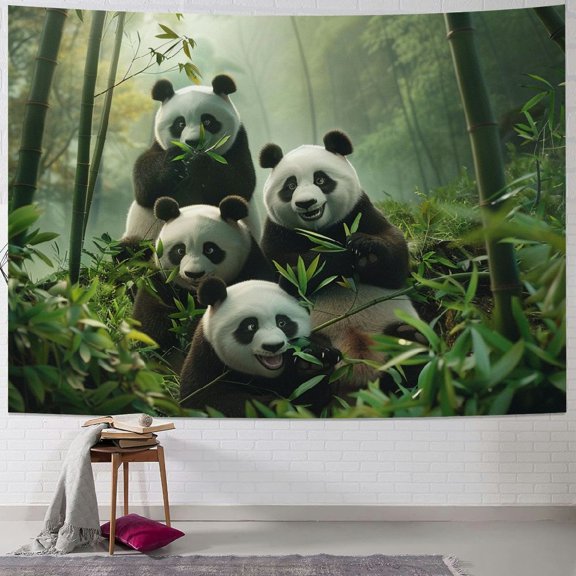 BCIIG Panda Bears Bamboo Forest Tapestry Wall Hanging Unique Style Home Wall Decor Art Living Room Bedroom Apartment Farmhouse Dorm 50x40inch