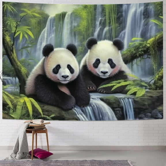 BCIIG Panda Bears Bamboo Trees Tapestry Wall Hanging Unique Style Graphic Tapestries Home Wall Decor Art for Living Room Bedroom Apartment Farmhouse Dorm 60x50inch
