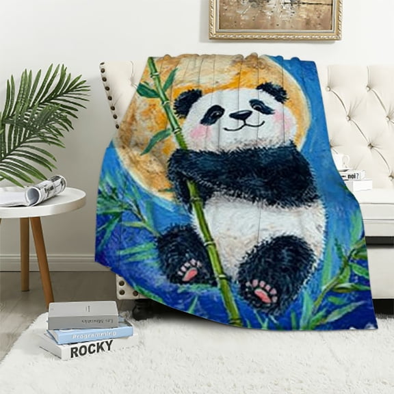 BCIIG Panda Blanket Soft Warm Lightweight Flannel Pandas Throw Blankets Cute Panda Bed Bedding Couch Sofa Decor Christmas Birthday Gifts for Adults Kids Girls  50x60in