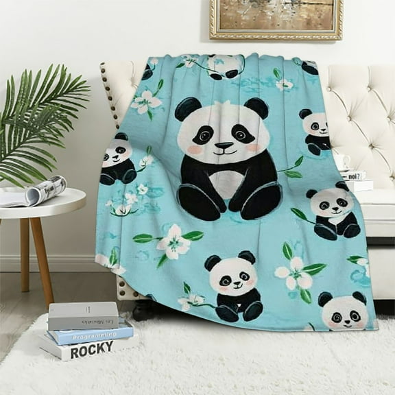 BCIIG Panda Throw Blanket, Adorable Super-Soft Extra-Large Panda Blanket for Toddlers Kids Baby Adults Teens Boys and Girls, Panda Blanket Warm and Cozy Throw for Bed Crib or Couch 60x80in