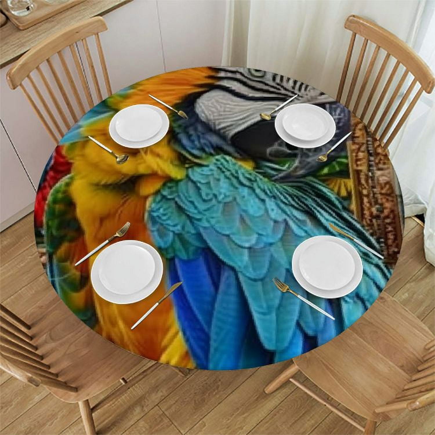 Curated visual reference: Bciig Parrot Round Table Cover Stain Resistant Washable Indoor Outdoor Photo Inspiration
