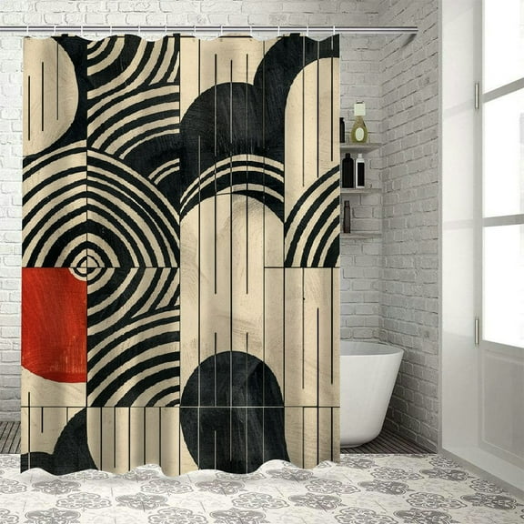 BCIIG Pattern Bauhaus Art Deco Bathroom Decor Set with Hooks Polyester Fabric Fashion Shower Curtain Set 36"x72