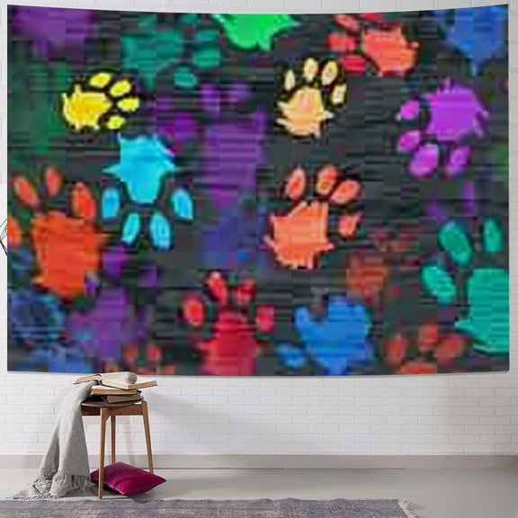 BCIIG Paw Prints Furry Art Tapestry Wall Hanging Unique Style Graphic Tapestries Home Wall Decor Art for Living Room Bedroom Apartment Farmhouse Dorm 40x60inch