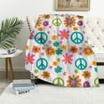thumbnail image 1 of BCIIG Peace Sign Pattern Flower Design Warm Lightweight Blanket Soft Fleece Throw Blanket for Living Rooms Sofa Decor Cow Gifts All Seasons 50x60in, 1 of 6