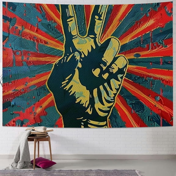 BCIIG Peace Sign Sunburst Tapestry Wall Hanging Unique Style Graphic Tapestries Home Wall Decor Art for Living Room Bedroom Apartment Farmhouse Dorm 40x60inch