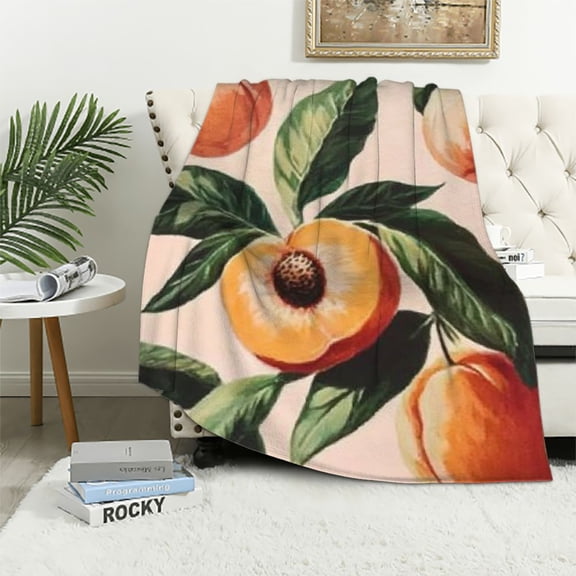 BCIIG Peach Blanket Cute Fruit Throw Blanket Super Soft Blankets for Couch Bed Home Decor Bedroom Accessories Gifts for Women Girls Kids 50x60in