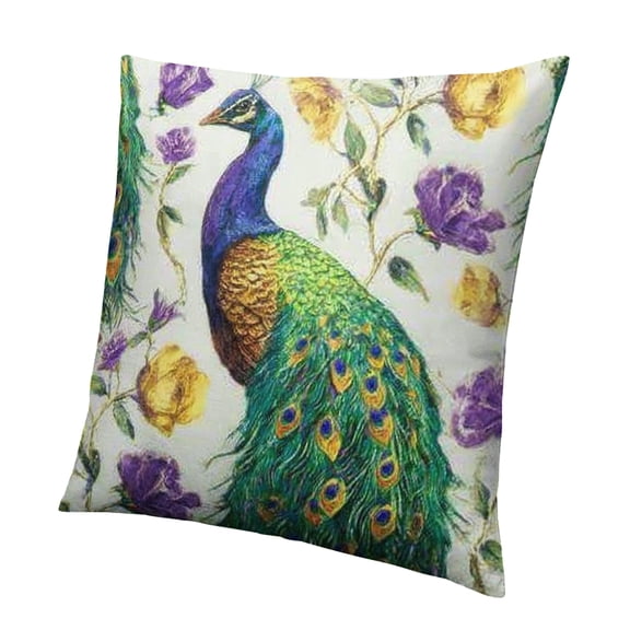 BCIIG Peacock Bird Pillow Case, Short Plush Home Furnishing 1PC 18x18in