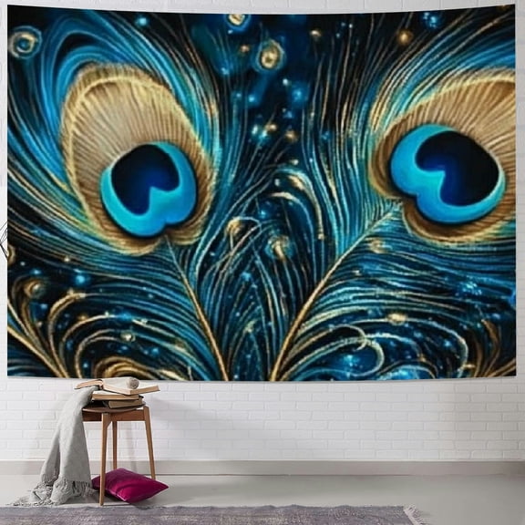 BCIIG Peacock Feathers Night Sky Tapestry Wall Hanging Unique Style Graphic Tapestries Home Wall Decor Art for Living Room Bedroom Apartment Farmhouse Dorm 40x30inch
