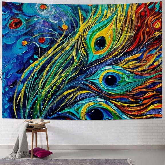 BCIIG Peacock Feathers Tapestry Wall Hanging Unique Style Graphic Tapestries Home Wall Decor Art for Living Room Bedroom Apartment Farmhouse Dorm 40x30inch