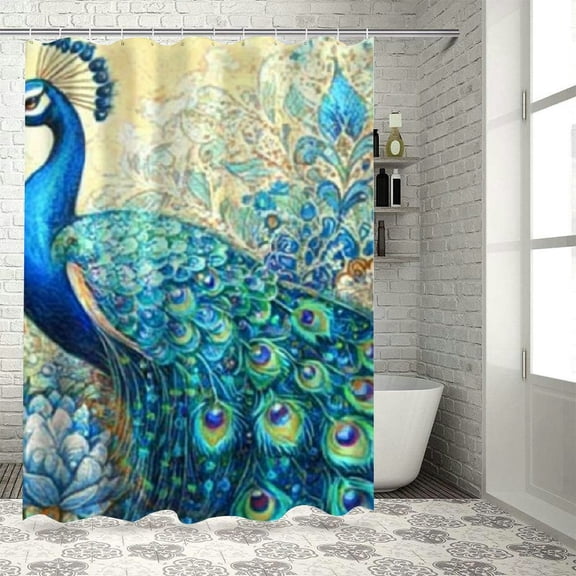 BCIIG Peacock Flower Chic Modern Bathroom Decor Shower Curtain 69"x72