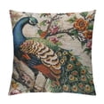 thumbnail image 1 of BCIIG Peacock Flowers Art Nouveau Graphic Decorative Cushion Throw Pillow Cover Short Plush High-Quality Home Furnishing 18x18in, 1 of 5