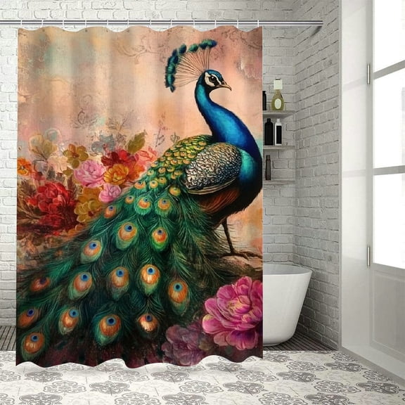 BCIIG Peacock Flowers Colorful Chic Modern Bathroom Decor Shower Curtain 69"x72