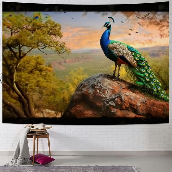BCIIG Peacock Tapestry Wall Hanging Unique Style Graphic Tapestries Home Wall Decor Art Living Room Bedroom Apartment Farmhouse Dorm 50x40inch