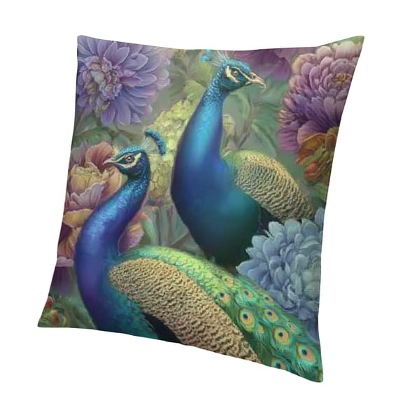 BCIIG Peacocks Flowers Pillow Case Short Plush Home Furnishing 22x22in
