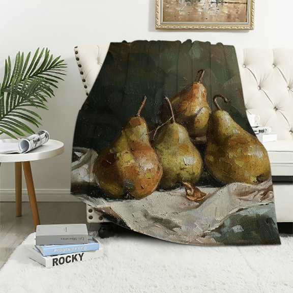 BCIIG Pears Warm Lightweight Fleece Blanket Soft Throw Blanket for All Seasons, Living Rooms Sofa Decor Cow Gifts Blanket Flannel Material Blanket 40x50in