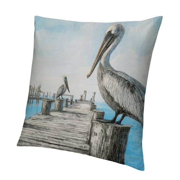 BCIIG Pelican Dock Ocean High-Quality Short Plush Pillowcase 12x12in