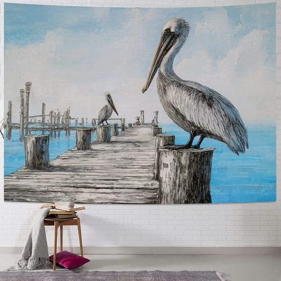 BCIIG Pelican Dock Ocean Tapestry Wall Hanging Home Decor Art 40x30inch