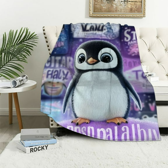 BCIIG Penguin Blanket,Penguin Gifts for Women Girls, Penguin Gifts, Ultra Soft Flannel Penguin Throw Blanket, Penguin Decor, Gifts for Penguin Lovers 50x60in