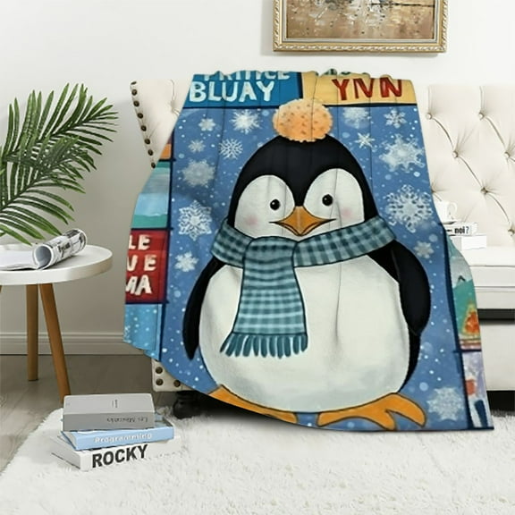 BCIIG Penguin Blanket,Penguin Throw Blanket,Penguin Gifts for Women Men Kids,Penguin Gifts for Penguin Lovers,Penguin Lover Gifts Soft Cozy Warm Throw Blanket for Sofa Couch Bed 50x60in