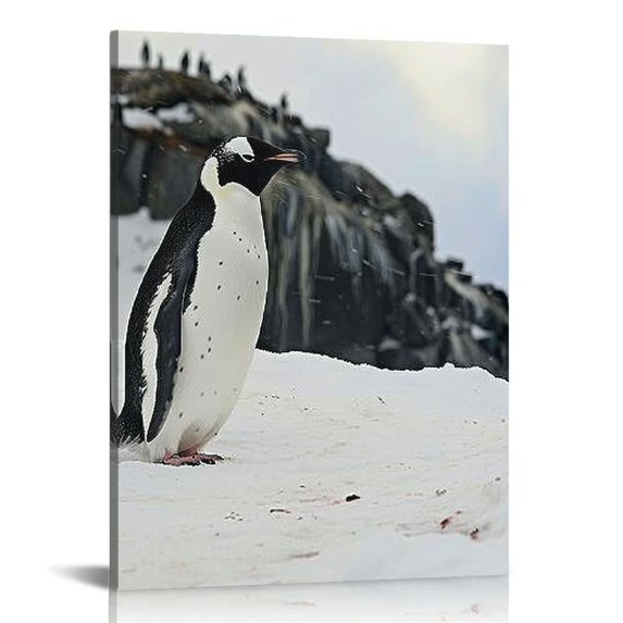 BCIIG Penguin Snow Rocks Fine Art Aesthetic Poster & Print Wall Painting for Living Room Bedroom Home Office Decor Canvas Print 16x20 in
