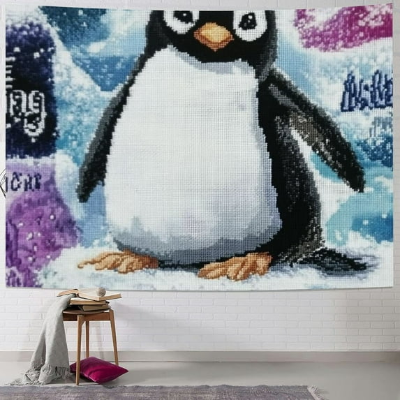 BCIIG Penguin Tapestry Wall Hanging Unique Style Graphic Tapestries Home Wall Decor Art for Living Room Bedroom Dorm Farmhouse, Soft Plush Fabric, Various Sizes 40x30inch