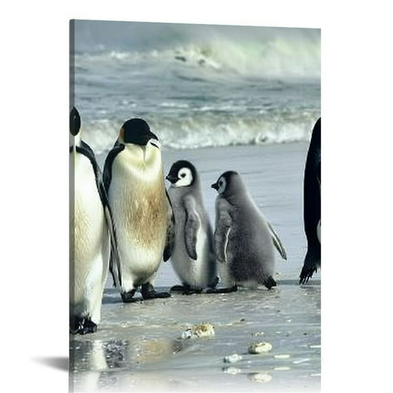 BCIIG Penguins Beach Wildlife Fine Art Aesthetic Poster Print Wall Painting for Living Room Bedroom Office Decor Pictures Canvas Art Ready to Hang 16x20 in