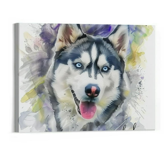 BCIIG Personalized Dog Cat Portrait Watercolor Painting Custom Canvas Prints with Your Wall Art for Home Decoration, Personalized Memorial Gift for Pet Lovers Dog Moms 20" x 16" 20x16in