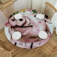 BCIIG Pig Flowers Girl Round Table Cover Stain Resistant Washable