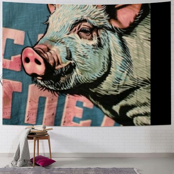 BCIIG Pig Theme Tapestry Wall Hanging Unique Style Graphic Tapestries Home Wall Decor Art for Living Room Bedroom Apartment Farmhouse Dorm 40x30inch