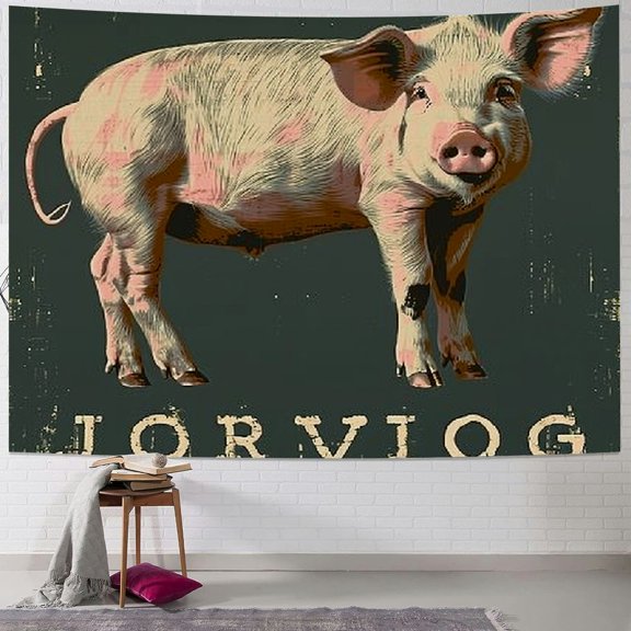 BCIIG Pig Theme Tapestry Wall Hanging Unique Style Graphic Tapestries Home Wall Decor Art for Living Room Bedroom Apartment Farmhouse Dorm 40x30inch