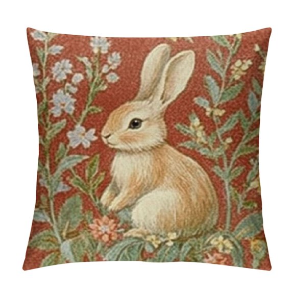 BCIIG Pillow Cover,Medieval Rabbit I French Modern Throw Pillow Case Modern Cushion Cover Square Pillowcase Decoration for Sofa Bed Chair Car 18x18in