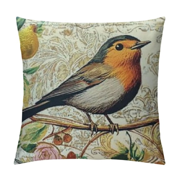 BCIIG Pillow Covers Vintage Robin Bird Home Decor Throw Pillow Case Cushion Cover 12x12in