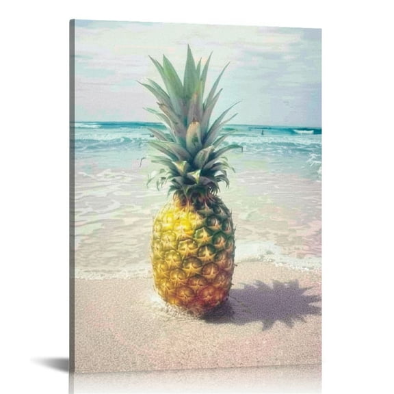 BCIIG Pineapple Beach Ocean Fine Art Aesthetic Poster Print Wall Painting for Living Room Bedroom Home Office Wall Decor 16x20 in