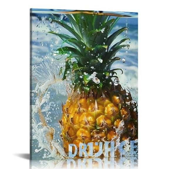 BCIIG Pineapple Beach Water Splashing Fine Art Aesthetic Poster & Print Wall Painting for Home and Office Decor 16x20 in