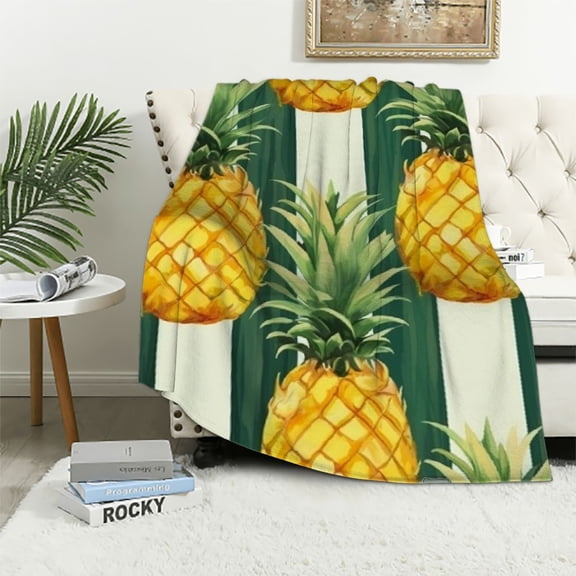 BCIIG Pineapple Blankets Gifts for Adult Kids, Flannel Pineapple Throw Blanket, Birthday Gifts for Boys Girls, Pineapple Decor for Sofa Couch Bed Living Room Soft Warm Lightweight Cozy 40x50in