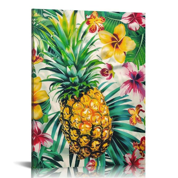 BCIIG Pineapple Flower Leaves Fine Art Aesthetic Poster & Print Wall Painting for Home Decor - Living Room Bedroom Office Wall Art Canvas 16x20 in