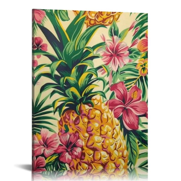 BCIIG Pineapple Flower Palm Trees Fine Art Aesthetic Poster & Print Wall Painting for Living Room Bedroom Office Wall Decor, Modern Canvas Prints Kitchen Farmhouse Bathroom Art Decor Pictures 12x16 in