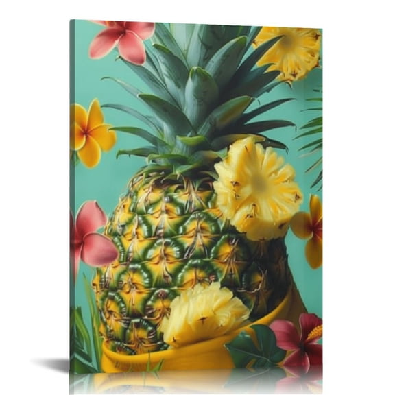 BCIIG Pineapple Flower Surrealism Fine Art Aesthetic Poster & Print Wall Painting for Living Room Bedroom Home Office Decor 12x16 in