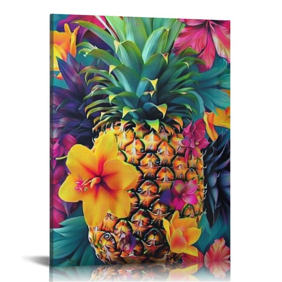 BCIIG Pineapple Flowers Fine Art Aesthetic Poster & Print Wall Painting for Living Room Bedroom Office Decor 12x16 in