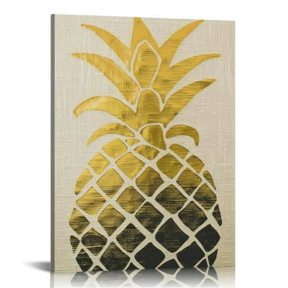 BCIIG Pineapple Gold Foiling Fine Art Aesthetic Poster & Print Wall Painting for Living Room Bedroom Home Office Decor 16x20 in