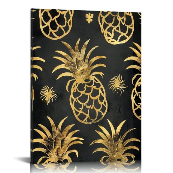 BCIIG Pineapple Gold Pattern Fine Art Aesthetic Poster & Print Wall Painting for Living Room Bedroom Home Office Wall Decor 12x16 in