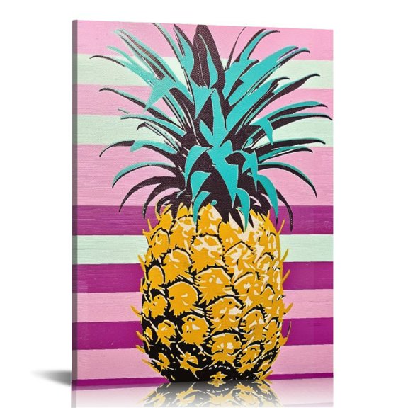BCIIG Pineapple Stripes Fine Art Aesthetic Poster & Print Wall Painting for Home Decor, Canvas Art for Living Room Bedroom Office, Kitchen Wall Pictures, Farmhouse Bathroom Room Decor 12x16 in
