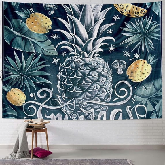 BCIIG Pineapple Tropical Paradise Tapestry Wall Hanging Unique Style Home Decor for Living Room Bedroom Dorm 60x50inch
