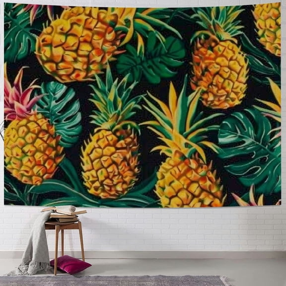 BCIIG Pineapples Leaves Tapestry Wall Hanging Unique Style Graphic Tapestries Home Wall Decor Art for Living Room Bedroom Apartment Farmhouse Dorm 40x30inch